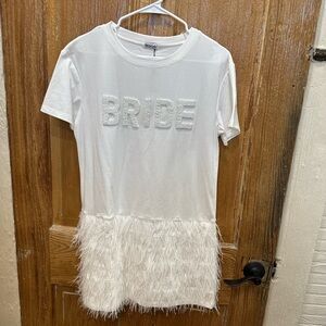 WHY DRESS White Feathered Bride Dress